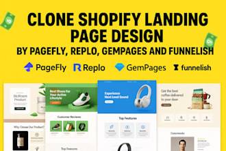 build shopify product landing page with funnelish, replo, gempages and pagefly