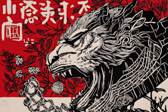 create artistic linocut illustration in my style