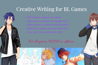 write plot lines, lore, and dialogue for your bl yaoi gay games