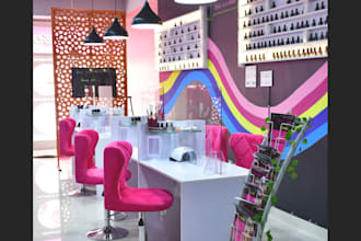 feminine nail shop boutique eyelashes hair salon coffee shop bar interior design
