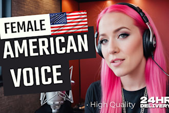 upbeat american female voice over for ads, youthful, energetic, engaging, 24hour
