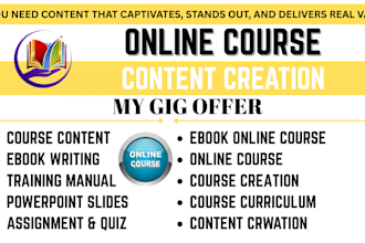 write online course content , course creation, ebook course content
