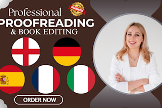 proofread, edit, rewrite your german, spanish italian french book, text, website