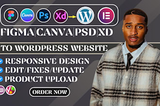 convert figma to wordpress, canva to wordpress, PSD to wordpress elementor pro