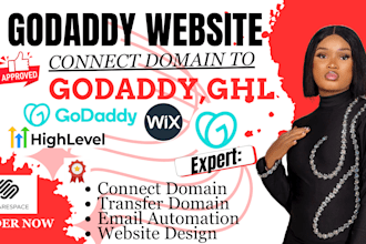 godaddy website design, connect domain to ghl, squarespace, unbounce, godaddy