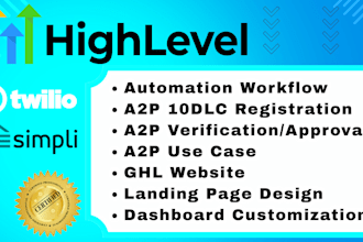 a2p 10dlc registration ghl landing page website gohighlevel automaton workflow
