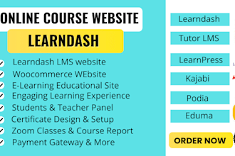 design wordpress learndash tutor lms website elearning online course kajabi