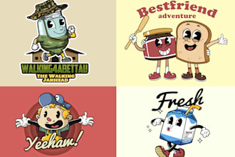 do fun vintage cartoon charcter or mascot logo