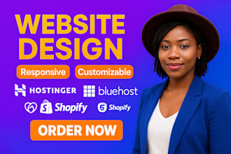 design or redesign wordpress website on hostinger, godaddy, and bluehost website