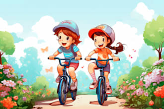 draw watercolor children book, children coloring book and KDP book cover design