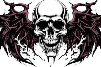 make dark art, horror or skull illustration tshirt design