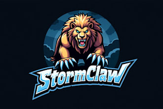 design awesome lion storm claw mascot logo with express delivery