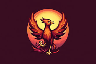 design outstanding phoenix bird mascot logo  with express delivery