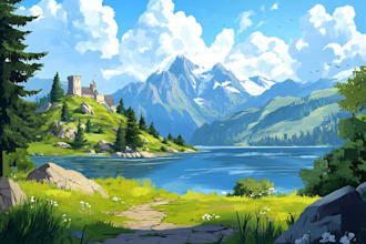 make a fantasy landscape, illustration
