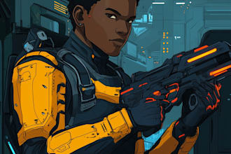 make a sci fi character illustration or sci fi character