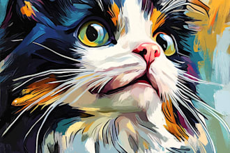 draw a pet, cat, dog portrait in my art style