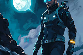 drawing a sci fi character illustration or sci fi character