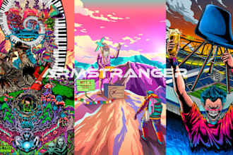 draw unique pop art, fantasy, psychedelic illustration