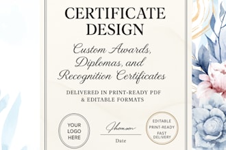 design urgent editable diplomas, geds, and achievement certificates