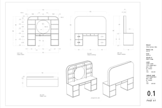 create technical drawings for furniture like dressing tables
