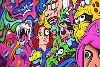 draw amazing doodle art graffiti cartoon illustration