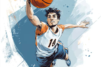 draw sport cartoon, football illustration, basket ball, cartoon sport player