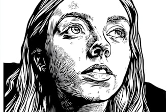 draw a custom portrait in linocut style