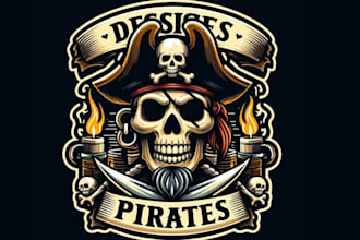 create vintage mascot skull pirates logo