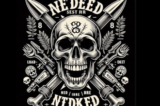 make custom skull and skeleton art for t shirt logo
