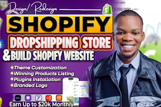 do shopify store design, redesign, shopify dropshipping store, shopify website