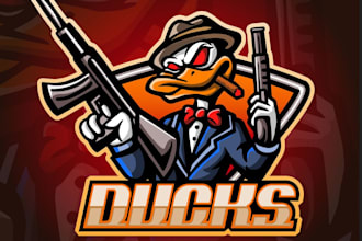 do an awesome duck gaming mascot logo