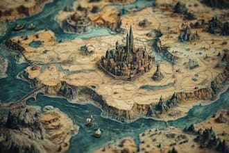 make fantasy map illustration for dnd, novels and games