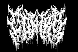 draw brutal death or black metal logo