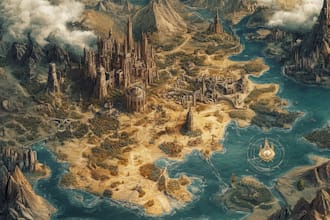 make a fantasy map illustrations for your project