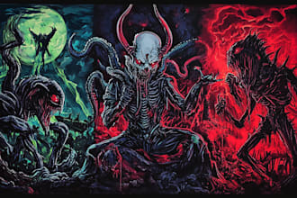 draw metal cover album and heavy metal illustration dark art