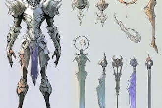 draw any concept, item, fantasy, armor, mecha weapon