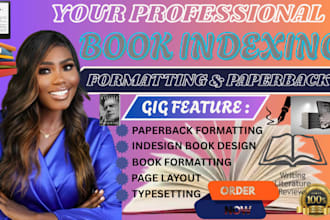 book typesetting, book formatting, book layout, index for amazon print and ebook