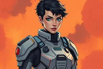 do a sci fi character illustration or sci fi character