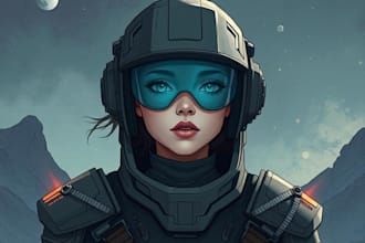 drawing a sci fi character illustration or sci fi character