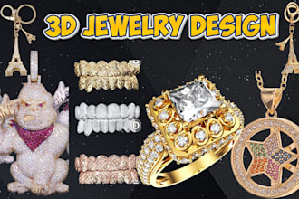design 3d jewelry ring 3d cad grillz jewelry necklace retouch cuban keychain toy