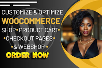 customize and optimize woocommerce shop, product, cart, checkout pages, webshop