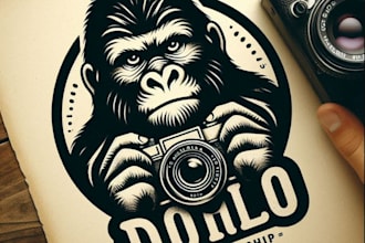 do unique vintage gorilla camera shop logo