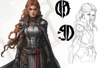 draw detailed fantasy or scifi character design for your dnd oc, game or book