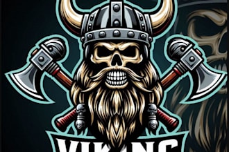 design mascot skull viking head logo