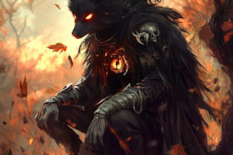 create concept drawings for fantasy characters and spooky horror creatures