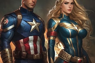 make you a dc or marvel style comic book superhero character