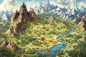 design fantasy map illustration isometric map