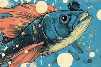 draw vintage illustration, distressed retro or comic art