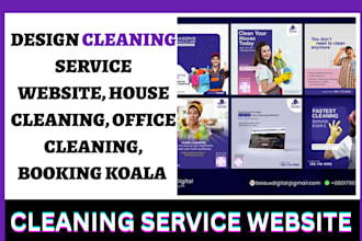 cleaning service website, house cleaning, office cleaning, booking koala website