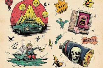 create amazing retro vintage with hand draw design